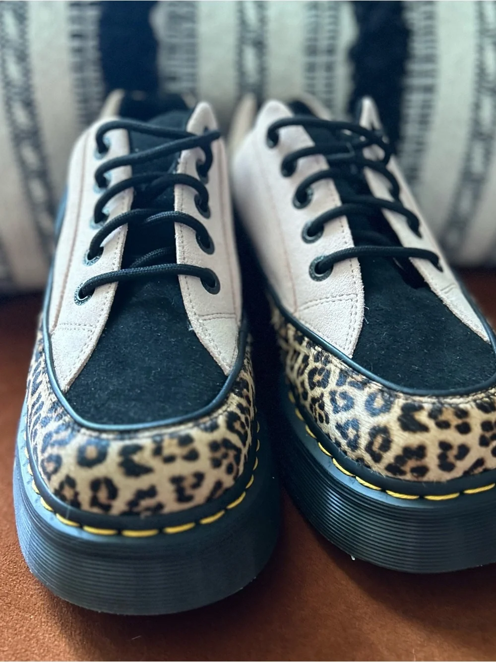 Dr. Martens Pink & Leopard Platform Lace-Up Shoes